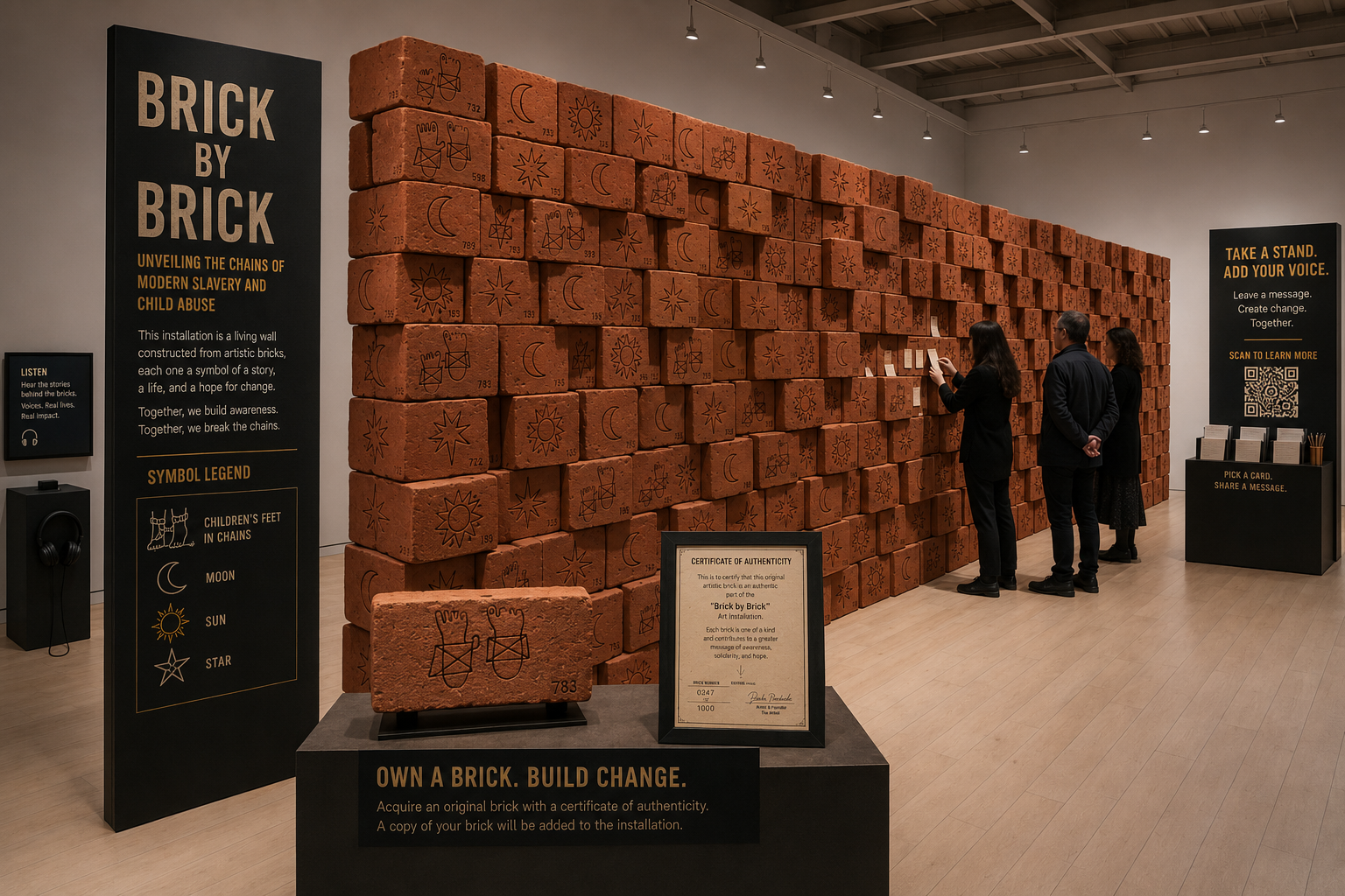 Brick by Brick art installation in a contemporary museum gallery
